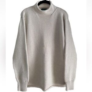 J.Crew Always Knit Roll Neck Sweater Oarsman Fisherman Ivory Cotton 45” Chest